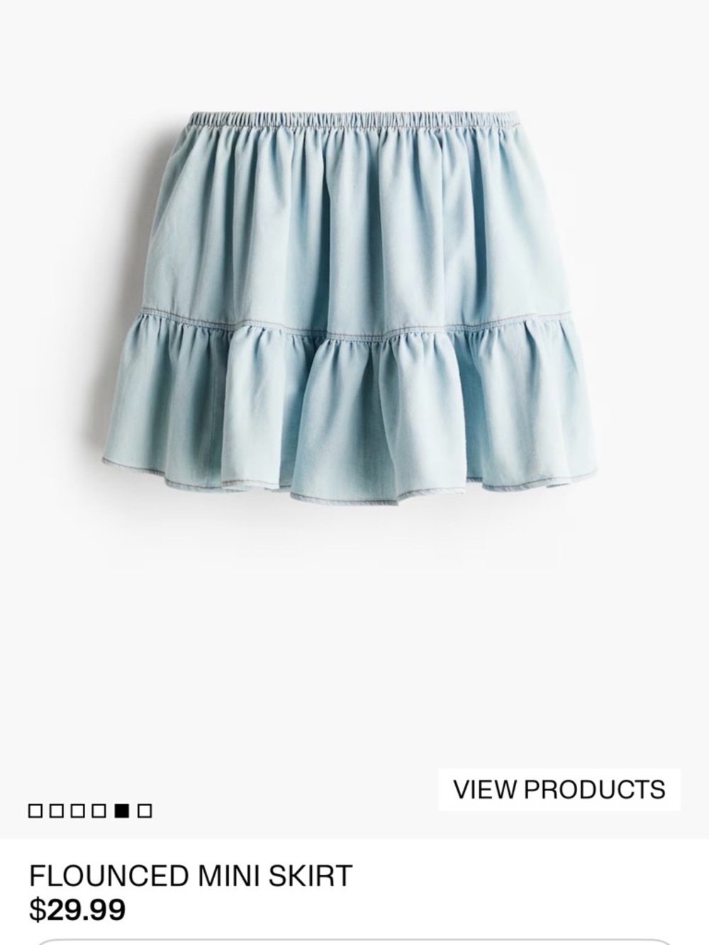 NWT H&M Divided Light Blue Flounced Mini Skirt XL